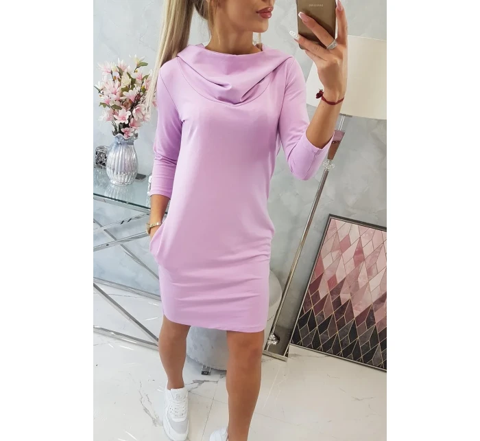 Šaty s kapucňou a vreckami fialové