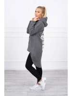 Zateplená mikina s dlouhými zády a kapucí v grafitové barvě Zateplená mikina s dlouhými zády a kapucí v grafitové barvě