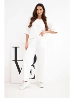 Dámska súprava z viskózy, mikina a široké nohavice ecru