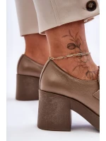 Skórzane Półbuty Na Słupku Z Ozdobą Ciemnobeżowe Lemar Gelanor Skórzane Półbuty Na Słupku Z Ozdobą Ciemnobeżowe Lemar Gelanor