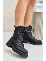 Zateplené členkové topánky Workers Zippered Black Leairae