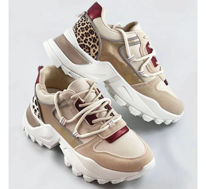 Béžové dámske športové topánky so zvieracím motívom (VIVI1038)