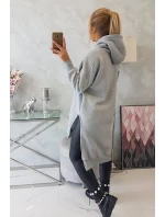 Zateplená mikina s bočnými rázporkami šedá