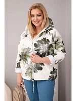 model 21959118 dámská bunda Plus Size s květinovým vzorem khaki - K-Fashion