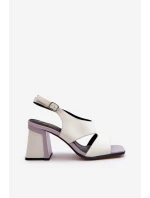 Dámské sandály na podpatku bílé D&A model 21655809 - S.Barski Dámské sandály na podpatku bílé D&A model 21655809 - S.Barski