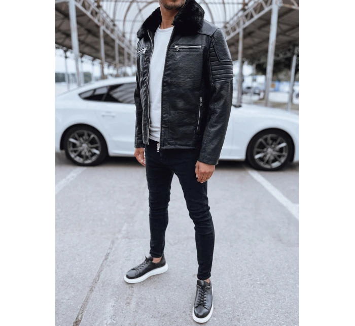 Pánská kožená bunda černá Dstreet TX4710