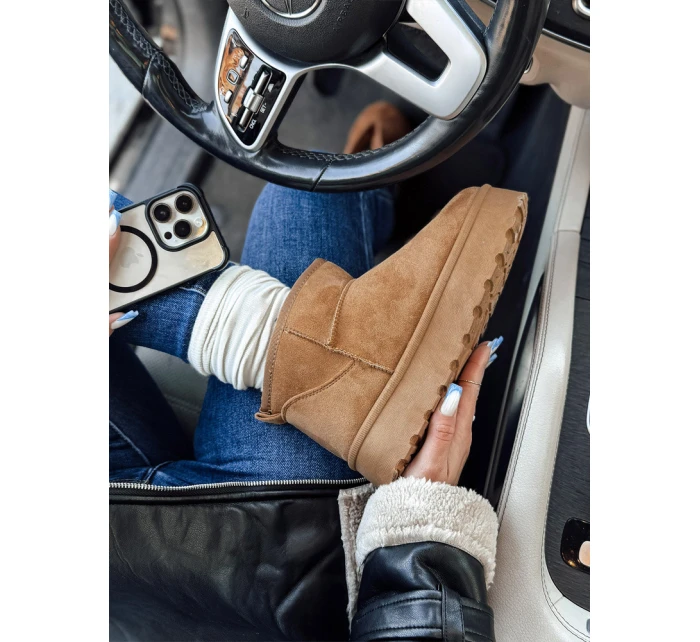 Dámske snežnice na platforme camel BRINETTO FashionStreet ZY0549