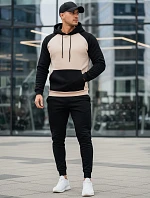 Pánska základná mikina s kapucňou béžová FashionStreet BX5890