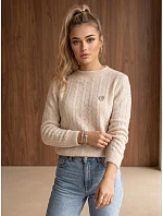 Sweter damski z beżowy model 22554759 - FashionStreet Sweter damski z beżowy model 22554759 - FashionStreet