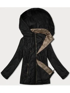 Čierna dámska prešívaná bunda s odnímateľnou kapucňou S'West (B8356-1)