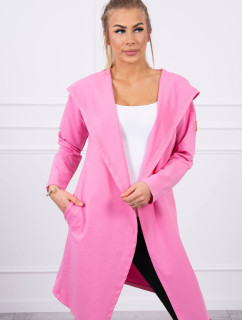Dlhý kabát s kapucňou svetlo ružový