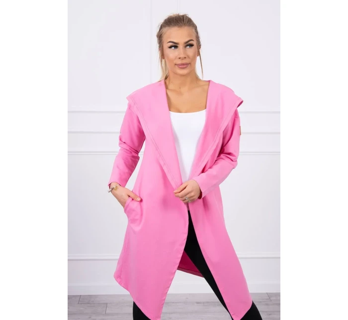 Dlhý kabát s kapucňou svetlo ružový Dlhý kabát s kapucňou svetlo ružový