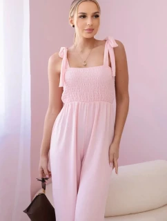 Kombinéza s volánom na vrchu púdrovo ružová