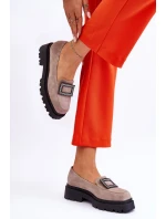 Wygodne Zamszowe Mokasyny Beżowe Agathe Wygodne Zamszowe Mokasyny Beżowe Agathe