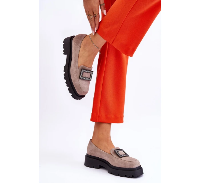 Wygodne Zamszowe Mokasyny Beżowe Agathe Wygodne Zamszowe Mokasyny Beżowe Agathe