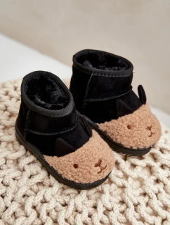 Ocieplane Dziecięce Botki Śniegowce Lamy Czarne Esandira