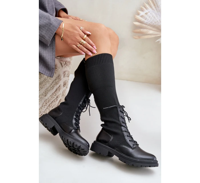 Zateplené Kozačky Se Svrškem Černé model 21679821 - Boto