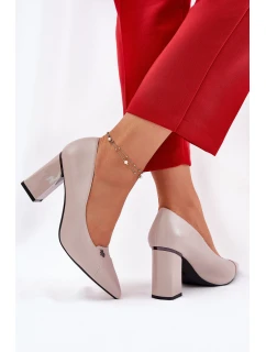 Czółenka Na Słupku Eleganckie Vinceza 62224 Szare