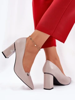 Czółenka Na Słupku Eleganckie Vinceza 62224 Szare