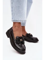 Lakierowane Mokasyny Damskie Z Kokardką S.Barski HY52-319A Czarne