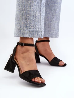 Dámske sandále na vysokom podpätku z eko semišu Black Upttima