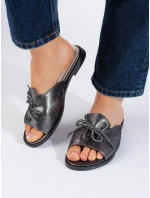 Moderní nazouváky dámské stříbrné bez podpatku Moderní nazouváky dámské stříbrné bez podpatku