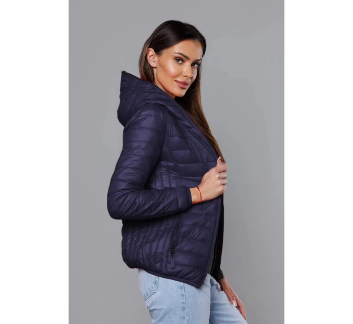 Tmavě modrá dámská prošívaná bunda s kapucí model 18044805 - S'WEST