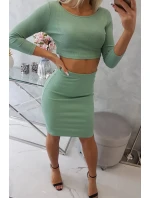 Souprava halenky a sukně tmavě mátová Souprava halenky a sukně tmavě mátová