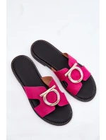 Dámské Pantofle Na Plochém Podpatku S Ozdobou model 21697157 Fuchsie - VINCEZA