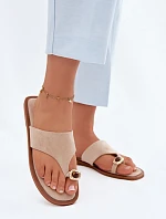 Dámske ploché žabky s ozdobnými detailmi Beige Fedira