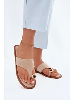 Dámské ploché žabky s ozdobným detailem Béžové model 22111272 - Boto