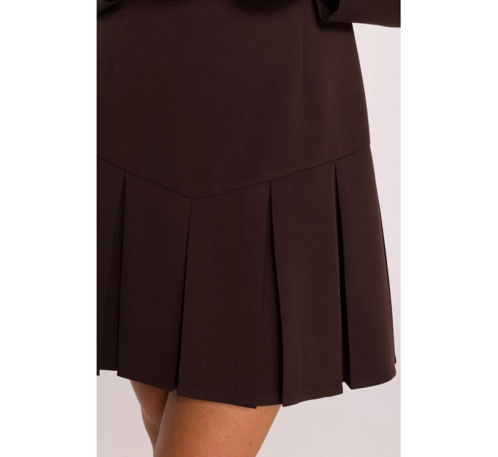 M872 Šaty s obrátenými záhybmi - hnedé