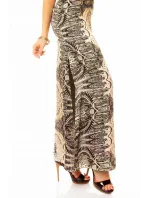 Letné dámske šaty s elegantným potlačou dlhé čierno-ecru - Farebná / S - SWEEWE