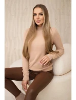 Sveter s polopriliehavým rukávom z alpaky 2020-17 camel - Kesi Sveter s polopriliehavým rukávom z alpaky 2020-17 camel - Kesi