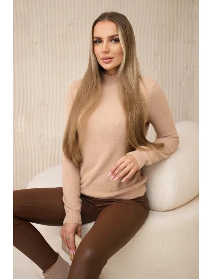 Sveter s polopriliehavým rukávom z alpaky 2020-17 camel - Kesi Sveter s polopriliehavým rukávom z alpaky 2020-17 camel - Kesi
