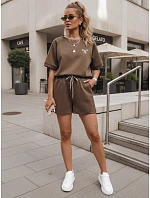 Letni komplet damski masełko z miękkiej wiskozy brązowy FashionStreet AY1188