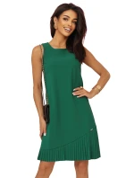 308-4 KARINE elegantné trapézové šaty s asymetrickými pásmi - ZELENÉ