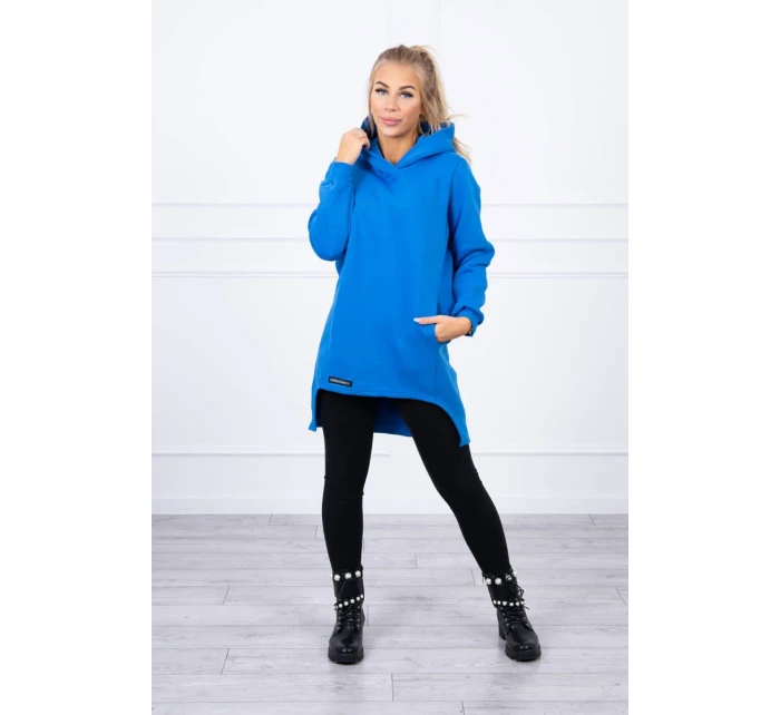 Zateplená halenka s delšími zády chrpově modrá Zateplená halenka s delšími zády chrpově modrá