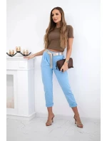 Kalhoty model 20823087 s páskem modrý - K-Fashion Kalhoty model 20823087 s páskem modrý - K-Fashion