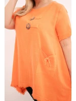 Dámske bavlnené šaty nadrozmernej veľkosti s dlhším chrbtom a vreckom Orange