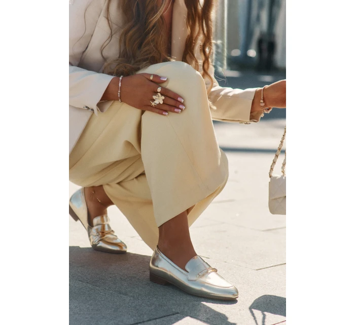 Skórzane Półbuty Mokasyny Damskie Maciejka K6809-25 Złote