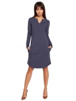 B017 Šaty s výstrihom - čierne