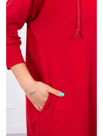 Šaty s kapucňou a dlhším zadným dielom červené