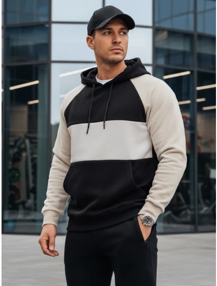 Pánská základní mikina s kapucí s a černými pruhy Dstreet model 21986006 - FashionStreet Pánská základní mikina s kapucí s a černými pruhy Dstreet model 21986006 - FashionStreet