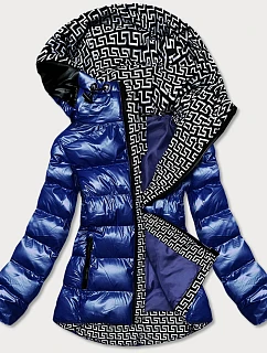 Dámska metalická bunda s kapucňou Blue (xw808x)