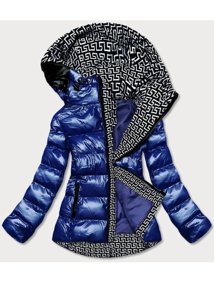 Svetlomodrá dámska metalická bunda s kapucňou (xw808x) Svetlomodrá dámska metalická bunda s kapucňou (xw808x)