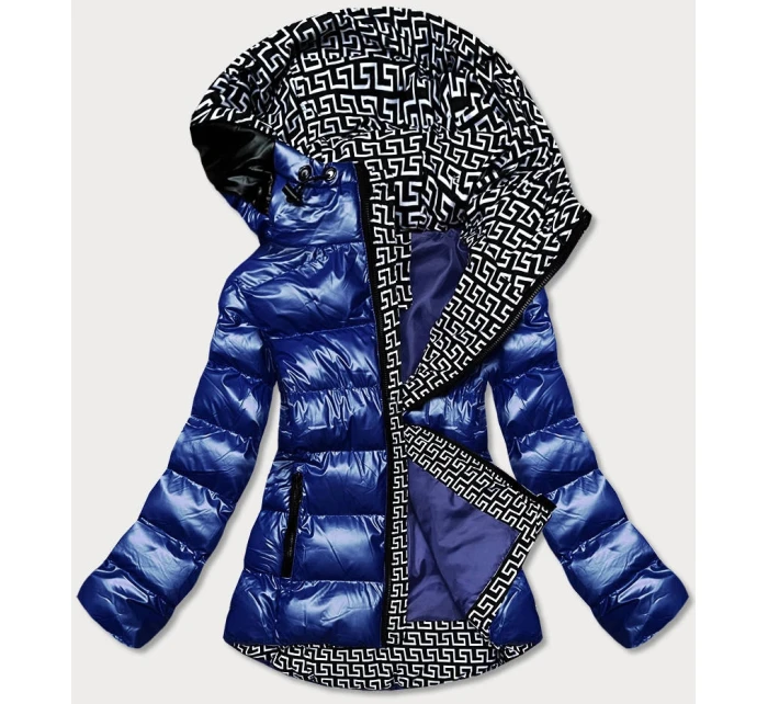 Svetlomodrá dámska metalická bunda s kapucňou (xw808x) Svetlomodrá dámska metalická bunda s kapucňou (xw808x)