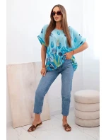 Dámská bavlněná košile s květinovým vzorem modrý Dámská bavlněná košile s květinovým vzorem modrý