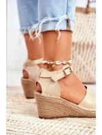 Sandály Na Klínu Zlaté model 21530520 - EVENTO Sandály Na Klínu Zlaté model 21530520 - EVENTO