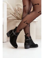 Zazoo 60478 Zamszowe Botki Na Obcasie Ocieplane Zapinane Na Zamek Czarne